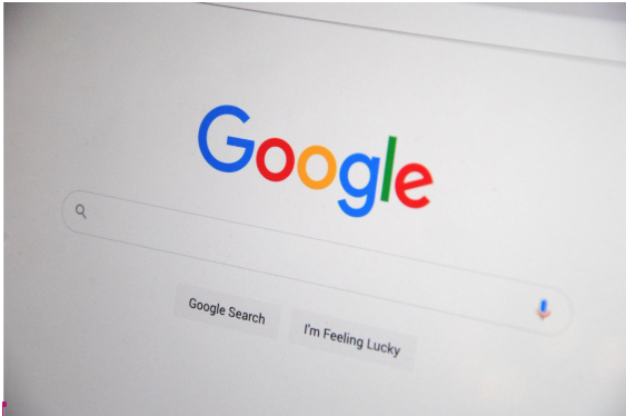 Google homepage and search bar displayed on a screen for Asha Bey’s perspective on human expertise and AI-generated website content