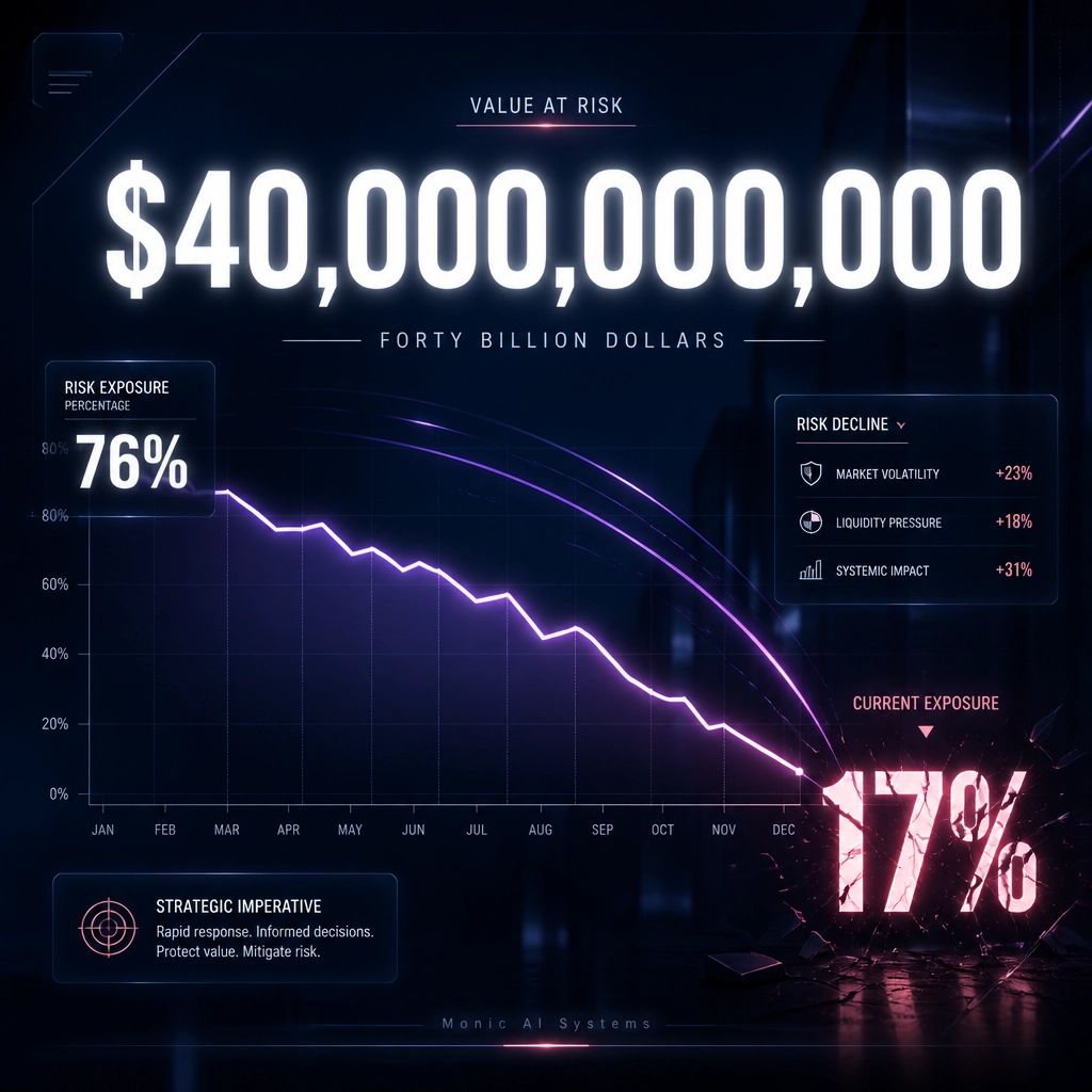 Data visualization showing Google AI citation rate collapse from 76% to 17% alongside $40B Anthropic investment for AI visibility analysis