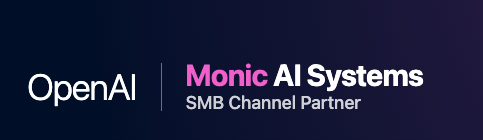 OpenAI and Monic AI Systems SMB Channel Partner co-branded lockup for the homepage partnership card