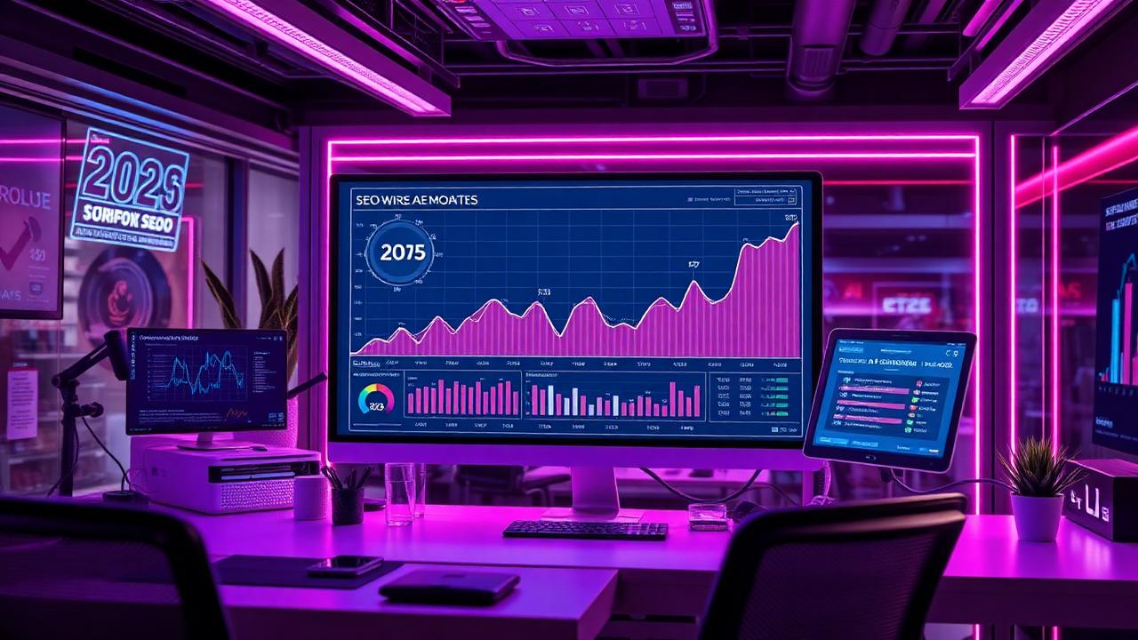 AI-powered SEO growth analytics dashboard with trending graphs for 2025